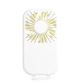 Portable handheld mini USB fan in white with vibrant yellow blades and integrated stand - Pearl White