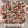 Natural Phantom Quartz crystal beads with multi-color mineral inclusions for DIY jewelry - Natural Phantom Quartz / 4mm approx 90pcs