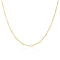 Detailed view of golden stainless steel oval link chain necklace with polished finish - Bar Link (5941753732864)