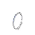 Minimalistischer S925 Sterlingsilber Ring mit sieben hellblauen Opalsteinen - US Größe 5 / Silber