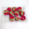 Set di 10 palline in schiuma EVA a righe arcobaleno per animali in busta trasparente - Confezione da 10 / Medio (4,2 cm)