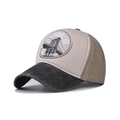 Hochwertige Brooklyn New York Baseballkappe im Distressed-Look in gewaschenem Khaki und Schwarz - Verstellbar / Khaki