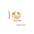 Detailed size chart showing width and diameter of the gold heart-shaped stainless steel ring - Adjustable Open / Embossed Eye Totem Style (TYGR0055) / Gold
