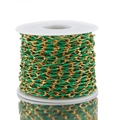 3.7mm gold stainless steel chain with green enamel drip oil finish on white spool - Green