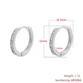 Detailed view of silver hoop earring with 16.5mm diameter and micro-pave zircon crystals - 1 Pair / VE1054 Platinum 16mm