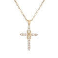 Collana con pendente a croce placcata oro classico con micro-zirconi e catena O - Oro