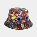 Double-sided reversible bucket hat with colorful psychedelic graffiti patterns on canvas - M (56-58cm) / Abstract Colorful Lines Style