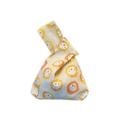 Japanese style linen knot bag with cartoon lion pattern in mustard yellow and orange - Lion Head