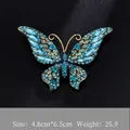 Elegant gold butterfly brooch featuring dark and light blue crystal rhinestones - Blue Butterfly Style (XD10854-3)
