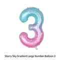 Detailed close-up of 40-inch starry gradient foil balloon in number 3 shape for birthday - Starry Sky Gradient Number 3