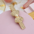 Elegant gold bow hair clip with sparkling rhinestones and a central white pearl inlay - Style 01-Butterfly Bow