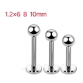 Trois piercings labret en titane G23 argenté longueurs 6mm 8mm 10mm avec billes - 1.2*8*3mm / Argenté