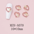 Detail of 10mm gold heart nail charm with pink rhinestones and a delicate bow knot - Golden Bowknot Decorative Heart Style (A070)
