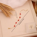 Gouden roestvrijstalen armband met vijf rode hartvormige hangers en stijlvolle items - 4# Hart Armband