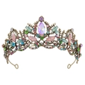Baroque crystal bridal tiara with colorful gemstones and vintage bronze finish - Vintage Multicolor