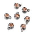 6mm champagne crystal birthstone charm with silver metal frame for DIY jewelry making - Steel - Champagne