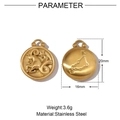 18k gold plated stainless steel Capricorn zodiac pendant necklace with size dimensions - Capricorn