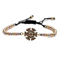 Fashionable beaded snowflake bracelet with colorful cubic zirconia and adjustable cord - Multi-color