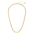 Detail of gold snake chain necklace with four golden beads and lobster clasp closure - Stainless Steel Bead Snake Chain (Necklace)