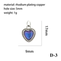 Blue-purple crystal heart pendant in rhodium plated copper for DIY jewelry making - Silver Milgrain Heart Pendant D-3