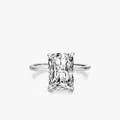 Lussuoso anello in argento sterling S925 con grande zirconia cubica rettangolare taglio radiant - Taglia US 5 / Argento