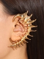 Gothic gold thorn ear cuff featuring a bold skeletal punk dragon design for women - Large Dragon Ear Wrap Only / Gold (3384)
