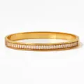 Minimalist gold-plated stainless steel bracelet with rectangular zircon inlay - Gold White Zirconia