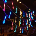 Outdoor LED teardrop string lights with colorful crystal beads for camping decor - Crystal Pendant (colored) / 1.5m 10LED Battery