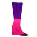 Close-up of purple and pink ribbed knit leg warmers with thick winter texture - Rose Red+Purple
