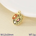Golden coffee cup enamel charm with red and pink details on textured beige cloth - Star Moon Circle Charm (KLJ9524-ZLA)