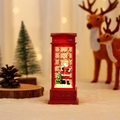 Red Christmas telephone booth lantern featuring Santa Claus and shimmering glitter - Water-filled Telephone Booth-Santa