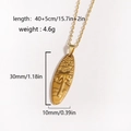 Detailed size chart for surfboard pendant necklace with coconut tree and sun engraving - Surfboard Style