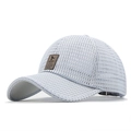 Berretto da baseball in mesh grigio traspirante con toppa in pelle per protezione solare - Regolabile / Bianco