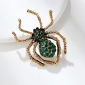 Spilla ragno vintage con strass verdi e cristalli champagne su base metallica oro - Stile Ragno Verde Champagne Oro Antico (xz4210B)