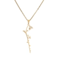 Minimalist gold necklace with floral pendant and Sophia script lettering detail - Gold (CS00291)