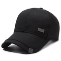 Gorra de béisbol clásica de algodón negro con placa metálica deportiva y etiqueta - Placa Cuadrada / Negro con etiqueta cuadrada