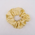 Elegant bright yellow satin scrunchie with silk-like luster for a chic hair style - Bright Yellow