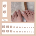 Faux ongles d'orteils rose dégradé scintillant avec paillettes d'argent et 24 pièces - Type à Colle / Rose Chair Naturel(F044)