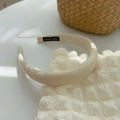 Handmade cream white jacquard headband with elegant floral embroidery patterns - Plum-Milk White