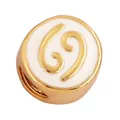 White enamel Cancer zodiac bead with golden symbol for DIY jewelry making - Zodiac-Cancer