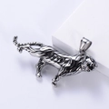 Vintage stainless steel tiger pendant with realistic stripes on white background - Steel Color Pendant (Without Chain)