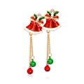 Broche campana de Navidad con esmalte rojo y cristales sobre aleación dorada festiva - Rojo/Verde/Dorado(C611-A)