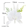 Hochzeitsanstecker mit weißer künstlicher Orchidee und eleganter Schleife für Bräutigam - Phalaenopsis Orchidee Ansteckblume