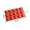 Detailed dimensions of the 15-cavity silicone mold with 4.3cm diameter hemispherical slots - 15-Cavity Apple