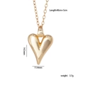 Collana con cuore dorato e zirconi, catena da 45cm e dimensioni dettagliate del prodotto - Cuore Liscio Lucido 1780 / Oro