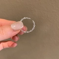 Handheld silver chain-style S925 sterling silver adjustable open ring for women - Fine Chain Open Style (J3488)