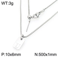 Minimalist silver stainless steel rectangular pendant necklace featuring letter U - Silver Letter U Style (KN293687-Z)