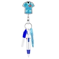 Nurse retractable badge reel set with blue nurse uniform design and mini pens - Blue Nurse Uniform
