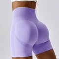 Seamless high-waisted yoga shorts in lavender purple with scrunch butt lift texture - Light Purple
