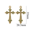 Detail of baroque cross pendant measuring 35mm by 20.5mm with blue enamel and rhinestone - Gothic Green Style (1729)